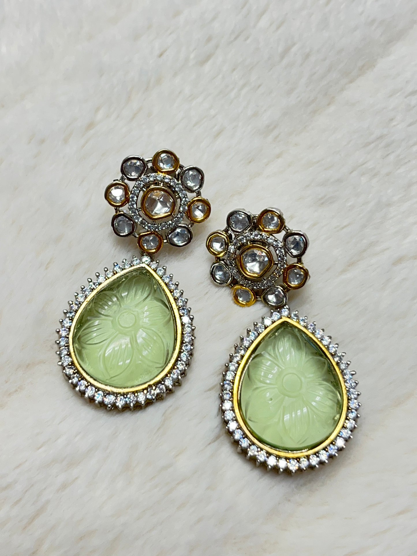 Lime green teardrop earrings