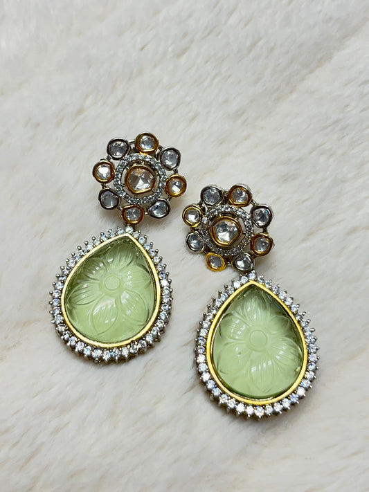 Lime green teardrop earrings